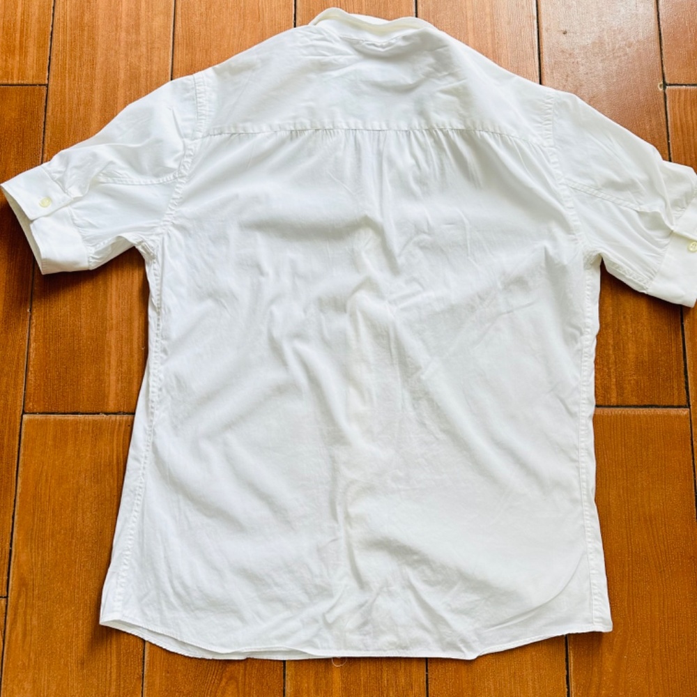 EMPORIO ARMANI White Blouse White Buttons Sleeves Size 40 usa 8 - Picture 7 of 9